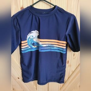 ZeroXPosur boys XL 14-16 UPF 50+ swim shirt navy with wave/ colorful stripes